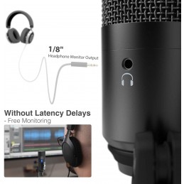 FIFINE Micrófono de podcast USB para grabación en streaming, micrófono  condensador para juegos de computadora para PC, Mac PS4. Salida de  auriculares